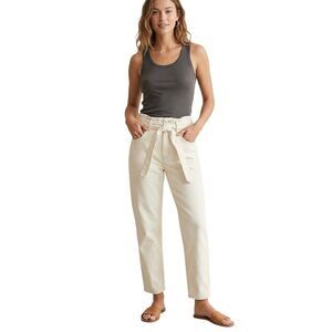 Joe’s Jeans Ivory High-Rise Paperbag Waist Denim Pants  Size 27